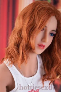145cm 4ft9 Reserved Curly Red Hair Soft Breast Realistic Doll lying On The Sofa For Man