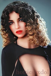 152cm 4ft12 Baddie Mature Woman Buxom Noodle Curly Hair With Detachable Phallus