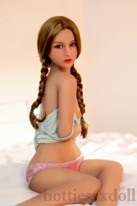 140cm 4ft7 Cute Tiny Medium Bust​ Brown Hair In Braids TPE Sex Doll