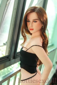 159cm 5ft3 Small breast Minimal Girl Lying On The Desk With Black Dress