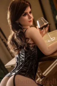 160cm 5ft3 Seductive Stockings Drinking Elegant Lady in Living room