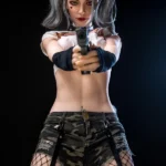 173cm 5ft8 Fearless Female Police Warrior Gray Hair Styled In Two Ponytails