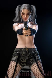 173cm 5ft8 Fearless Female Police Warrior Gray Hair Styled In Two Ponytails
