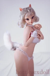 164cm 5ft4 Feline Lupine Look Silicone Sexy White Lingerie Slender Car Face Love Doll