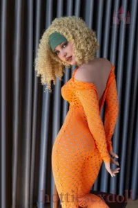 163cm 5ft4 Afro curls Headband Mesh Bodysuit E Cup Sex Doll