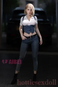 Blonde Bob Haircut Modern Sophisticated Black Belt Skinny Jeans Sex doll