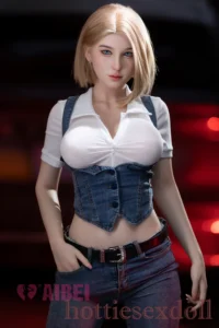 Blonde Bob Haircut Modern Sophisticated Black Belt Skinny Jeans Sex doll