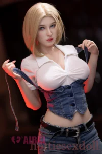 Blonde Bob Haircut Modern Sophisticated Black Belt Skinny Jeans Sex doll