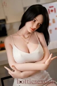 Ponytail Hairstyle Natural Makeup Indoor Kitchen setting Sex Doll