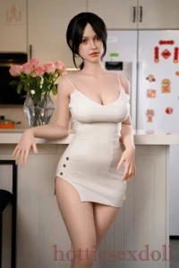 Ponytail Hairstyle Natural Makeup Indoor Kitchen setting Sex Doll