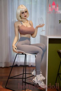 163cm 5ft4 Smoky Eye Makeup High-Waisted Grey Leggings Wine Lips TPE doll